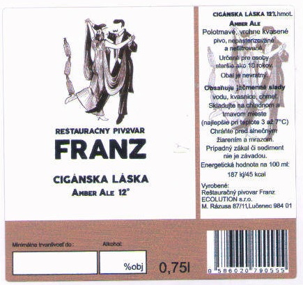 Lucenec - Franz - Ciganska laska 0,75l