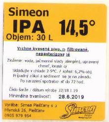Piestany - Simeon - sudovka Simeon Ipa 14,5 - 30L