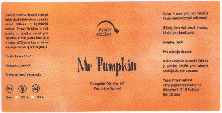Radosina - Pivovar Radosina - Mr Pumpkin