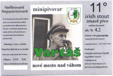 Nove Mesto nad Vahom - Vartas - irish stout 11 mala