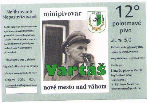 Nove Mesto nad Vahom - Vartas - polotmave pivo 12 mala