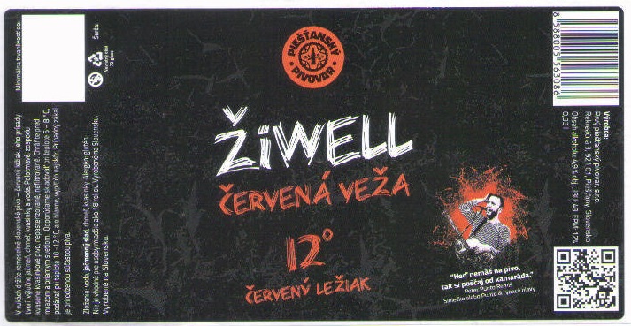 Piestany - Ziwell - Cervena veza - 0,33l biely obdlznik