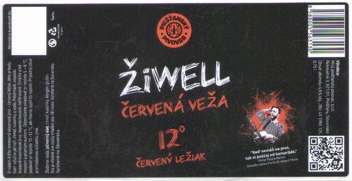 Piestany - Ziwell - Cervena veza - 0,75l biely obdlznik