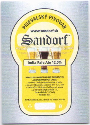 Prievaly      - Sandorf - India Pale Ale 12 ostre rohy