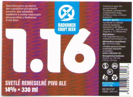 Radvan nad Dunajom - Radvaner Craaf Beer - Ale