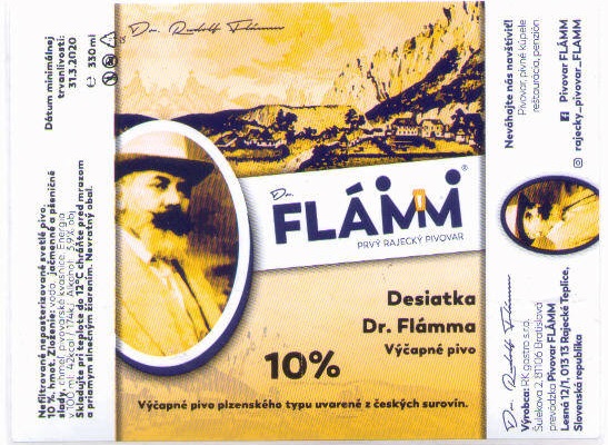 Rajecke Teplice - Flamm - Desiatka Vycapne pivo 330ml