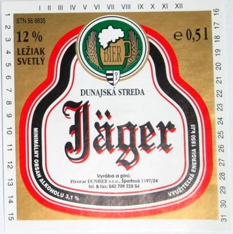 Dunajska Streda - Dunbier - Jager leziak svetly - s nalepkou