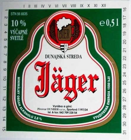 Dunajska Streda - Dunbier - Jager vycapne svetle - s nalepkou