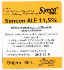 Piestany - Simeon - sudovka Simeon Ale 11,5% - 30L
