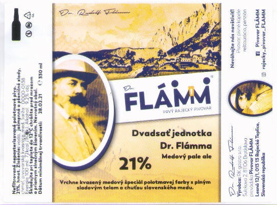 Rajecke Teplice - Flamm - Dvadsatjednotka Medovy pale ale 330ml