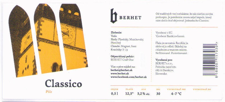 Bardejov - Berhet - Classico 0,5l